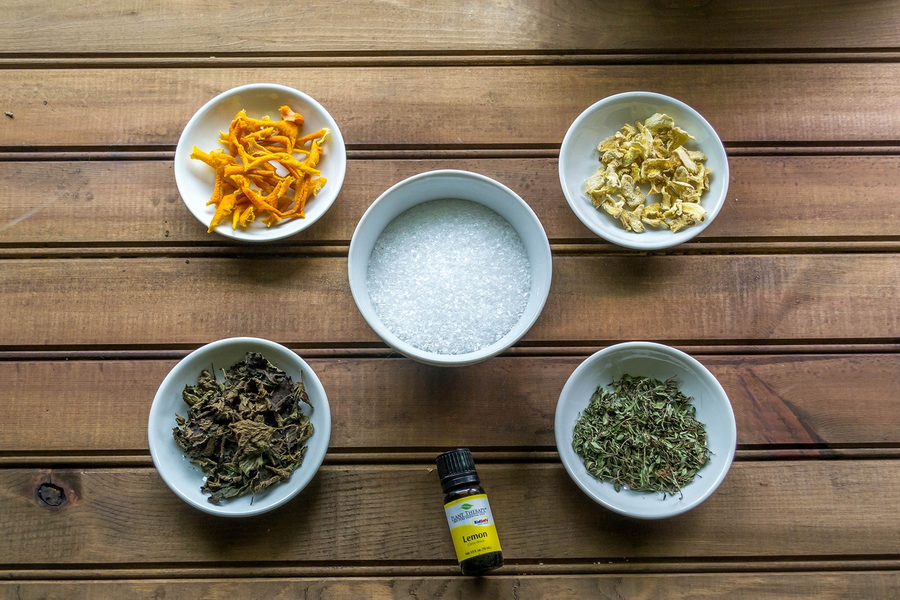 Warming Lemon and Ginger Herbal Tub Tea Ingredients