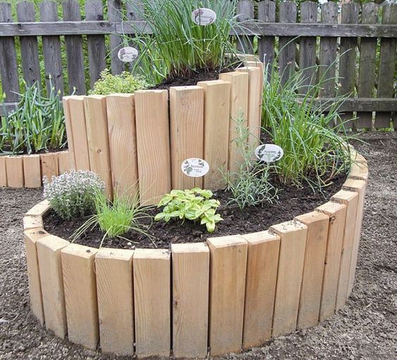 raised bed spiral flowers