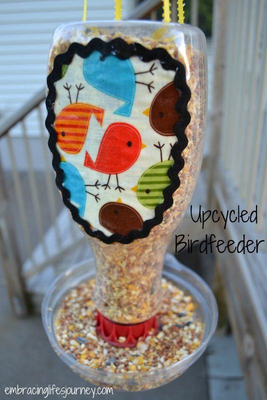 upcycled bird feeder