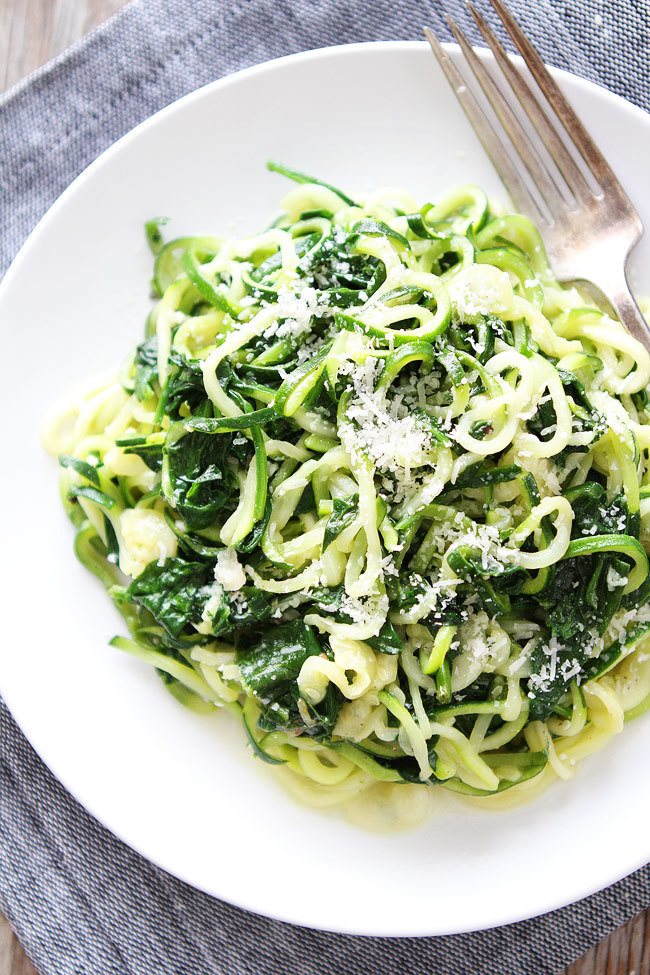 5 Ingredient Spinach Parmesan Zucchini Noodles