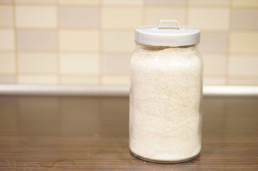 Flour in glass jar