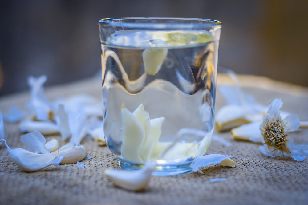 Garlic soaking in water